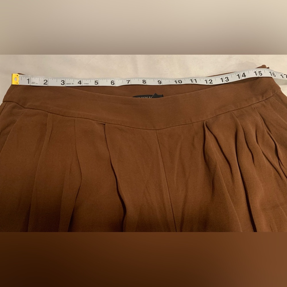 New Eileen Fisher 100% Silk Georgette Crepe Brown/Nutmeg Wide Leg Pant size 10 - Picture 11 of 13